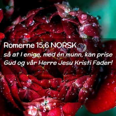 Picture 02 - Romerne 15:6 NORSK - så at I enige, med én munn, kan prise Gud og - Bible Verse Picture