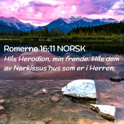 Picture 02 - Romerne 16:11 NORSK - Hils Herodion, min frende. Hils dem av - Bible Verse Picture