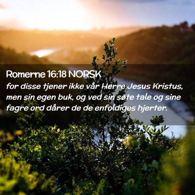 Picture 02 - Romerne 16:18 NORSK - for disse tjener ikke vår Herre Jesus Kristus, - Bible Verse Picture