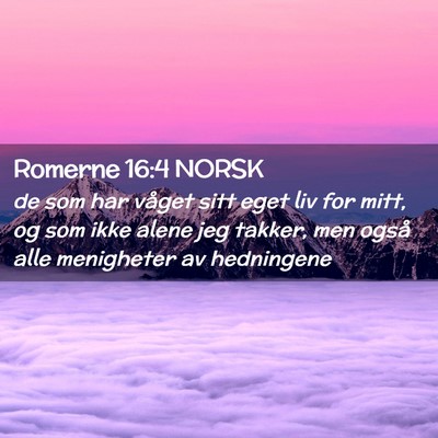 Picture 02 - Romerne 16:4 NORSK - de som har våget sitt eget liv for mitt, og som - Bible Verse Picture