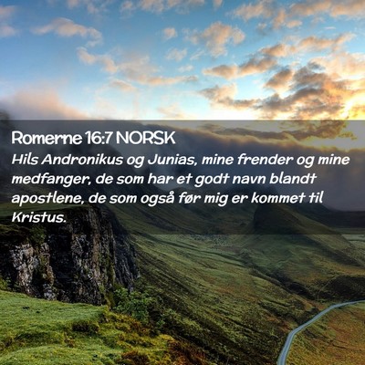 Picture 02 - Romerne 16:7 NORSK - Hils Andronikus og Junias, mine frender og mine - Bible Verse Picture