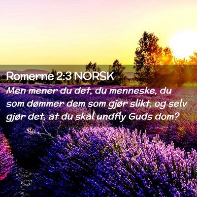 Picture 02 - Romerne 2:3 NORSK - Men mener du det, du menneske, du som dømmer dem - Bible Verse Picture
