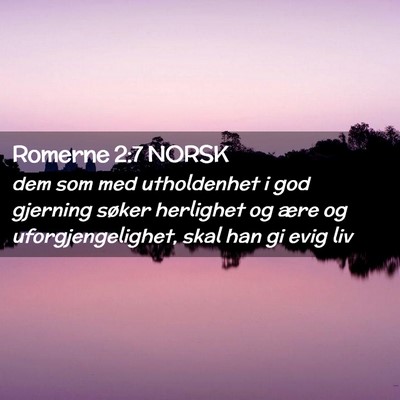 Picture 02 - Romerne 2:7 NORSK - dem som med utholdenhet i god gjerning søker - Bible Verse Picture