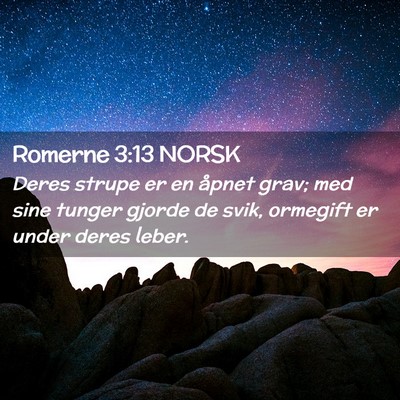 Picture 02 - Romerne 3:13 NORSK - Deres strupe er en åpnet grav; med sine tunger - Bible Verse Picture