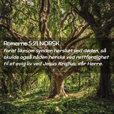 Picture 02 - Romerne 5:21 NORSK - forat likesom synden hersket ved døden, så - Bible Verse Picture