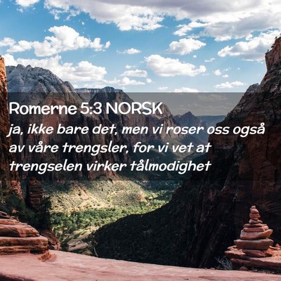 Picture 02 - Romerne 5:3 NORSK - ja, ikke bare det, men vi roser oss også av - Bible Verse Picture