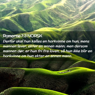 Picture 02 - Romerne 7:3 NORSK - Derfor skal hun kalles en horkvinne om hun, mens - Bible Verse Picture