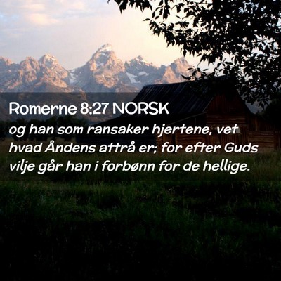Picture 02 - Romerne 8:27 NORSK - og han som ransaker hjertene, vet hvad Åndens - Bible Verse Picture