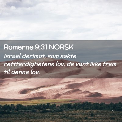 Picture 02 - Romerne 9:31 NORSK - Israel derimot, som søkte rettferdighetens lov, - Bible Verse Picture