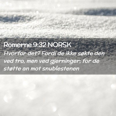 Picture 02 - Romerne 9:32 NORSK - Hvorfor det? Fordi de ikke søkte den ved tro, - Bible Verse Picture