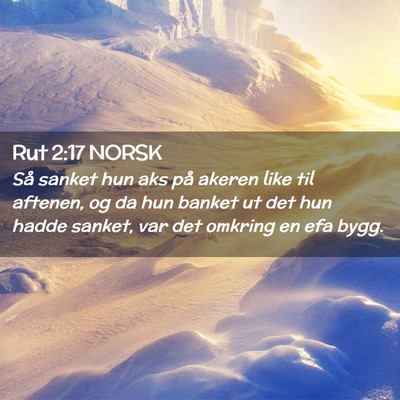 Picture 02 - Rut 2:17 NORSK - Så sanket hun aks på akeren like til aftenen, - Bible Verse Picture