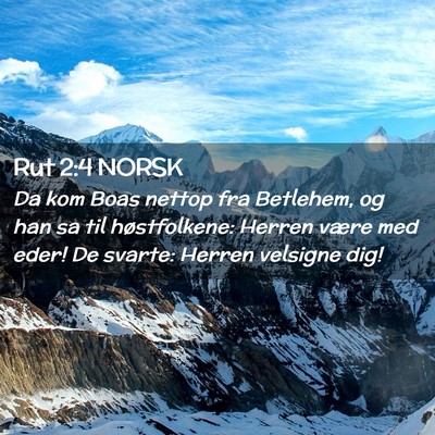 Picture 02 - Rut 2:4 NORSK - Da kom Boas nettop fra Betlehem, og han sa til - Bible Verse Picture
