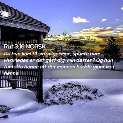 Picture 02 - Rut 3:16 NORSK - Da hun kom til sin svigermor, spurte hun: - Bible Verse Picture