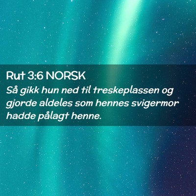Picture 02 - Rut 3:6 NORSK - Så gikk hun ned til treskeplassen og gjorde - Bible Verse Picture
