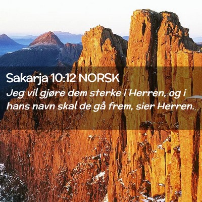 Picture 02 - Sakarja 10:12 NORSK - Jeg vil gjøre dem sterke i Herren, og i hans - Bible Verse Picture