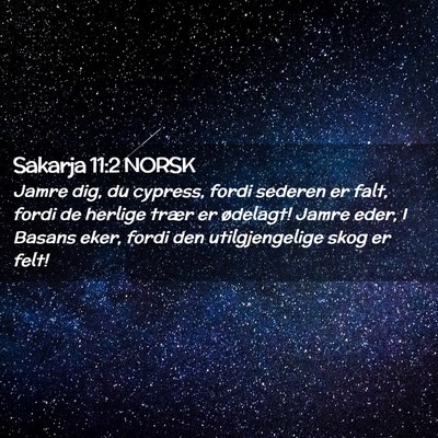 Picture 02 - Sakarja 11:2 NORSK - Jamre dig, du cypress, fordi sederen er falt, - Bible Verse Picture
