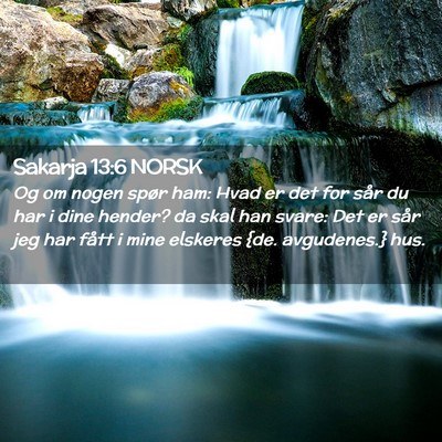 Picture 02 - Sakarja 13:6 NORSK - Og om nogen spør ham: Hvad er det for sår du - Bible Verse Picture