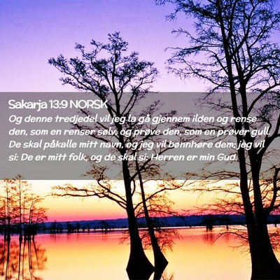 Picture 02 - Sakarja 13:9 NORSK - Og denne tredjedel vil jeg la gå gjennem ilden - Bible Verse Picture