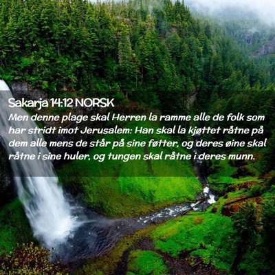Picture 02 - Sakarja 14:12 NORSK - Men denne plage skal Herren la ramme alle de folk - Bible Verse Picture