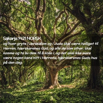 Picture 02 - Sakarja 14:21 NORSK - og hver gryte i Jerusalem og i Juda skal være - Bible Verse Picture