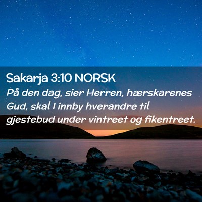 Picture 02 - Sakarja 3:10 NORSK - På den dag, sier Herren, hærskarenes Gud, skal - Bible Verse Picture