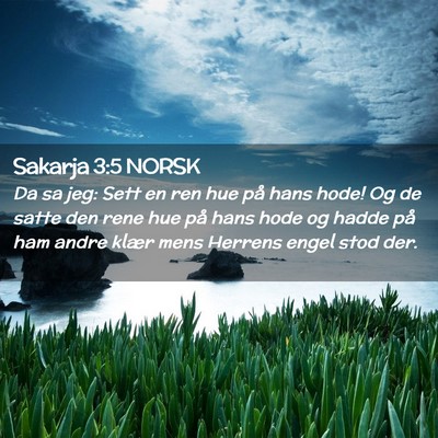 Picture 02 - Sakarja 3:5 NORSK - Da sa jeg: Sett en ren hue på hans hode! Og de - Bible Verse Picture