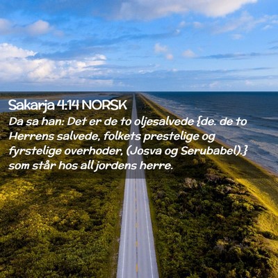 Picture 02 - Sakarja 4:14 NORSK - Da sa han: Det er de to oljesalvede {de. de to - Bible Verse Picture