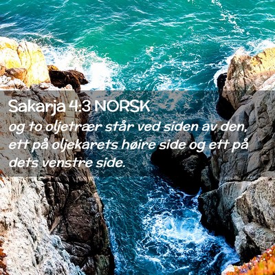 Picture 02 - Sakarja 4:3 NORSK - og to oljetrær står ved siden av den, ett på - Bible Verse Picture