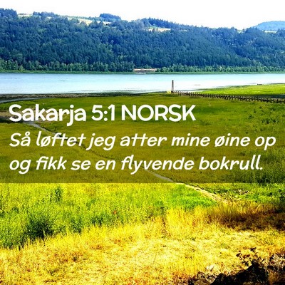 Picture 02 - Sakarja 5:1 NORSK - Så løftet jeg atter mine øine op og fikk se en - Bible Verse Picture