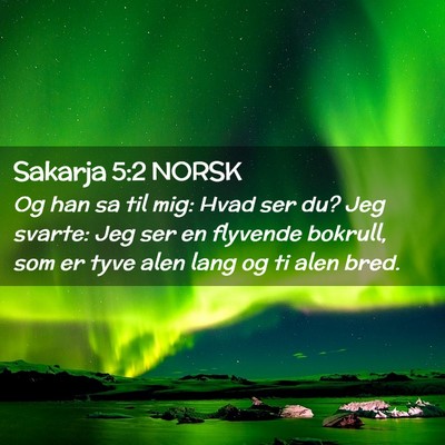 Picture 02 - Sakarja 5:2 NORSK - Og han sa til mig: Hvad ser du? Jeg svarte: Jeg - Bible Verse Picture