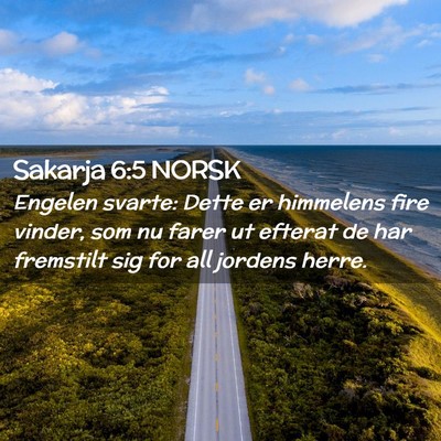 Picture 02 - Sakarja 6:5 NORSK - Engelen svarte: Dette er himmelens fire vinder, - Bible Verse Picture