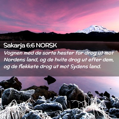 Picture 02 - Sakarja 6:6 NORSK - Vognen med de sorte hester for drog ut mot - Bible Verse Picture