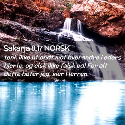 Picture 02 - Sakarja 8:17 NORSK - tenk ikke ut ondt mot hverandre i eders hjerte, - Bible Verse Picture