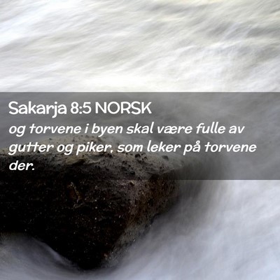 Picture 02 - Sakarja 8:5 NORSK - og torvene i byen skal være fulle av gutter og - Bible Verse Picture