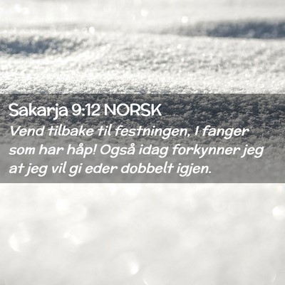 Picture 02 - Sakarja 9:12 NORSK - Vend tilbake til festningen, I fanger som har - Bible Verse Picture
