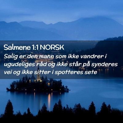Picture 02 - Salmene 1:1 NORSK - Salig er den mann som ikke vandrer i ugudeliges - Bible Verse Picture