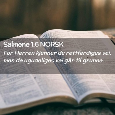Picture 02 - Salmene 1:6 NORSK - For Herren kjenner de rettferdiges vei, men de - Bible Verse Picture