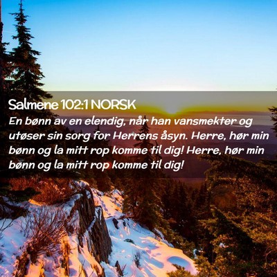 Picture 02 - Salmene 102:1 NORSK - En bønn av en elendig, når han vansmekter og - Bible Verse Picture