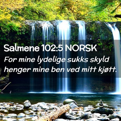 Picture 02 - Salmene 102:5 NORSK - For mine lydelige sukks skyld henger mine ben ved - Bible Verse Picture