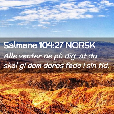 Picture 02 - Salmene 104:27 NORSK - Alle venter de på dig, at du skal gi dem deres - Bible Verse Picture