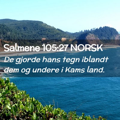 Picture 02 - Salmene 105:27 NORSK - De gjorde hans tegn iblandt dem og undere i Kams - Bible Verse Picture