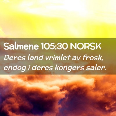 Picture 02 - Salmene 105:30 NORSK - Deres land vrimlet av frosk, endog i deres - Bible Verse Picture