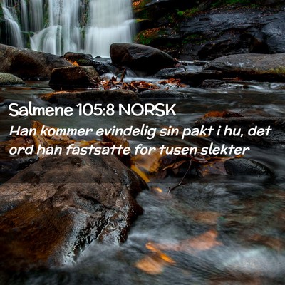 Picture 02 - Salmene 105:8 NORSK - Han kommer evindelig sin pakt i hu, det ord han - Bible Verse Picture
