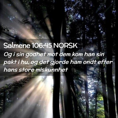 Picture 02 - Salmene 106:45 NORSK - Og i sin godhet mot dem kom han sin pakt i hu, og - Bible Verse Picture