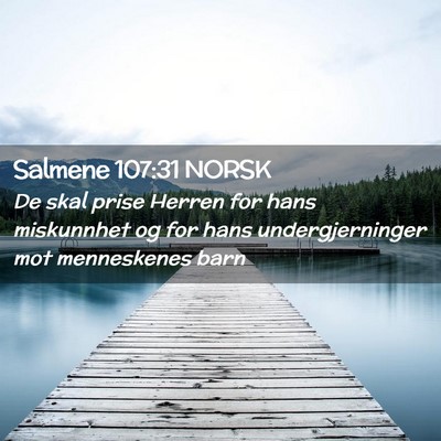 Picture 02 - Salmene 107:31 NORSK - De skal prise Herren for hans miskunnhet og for - Bible Verse Picture
