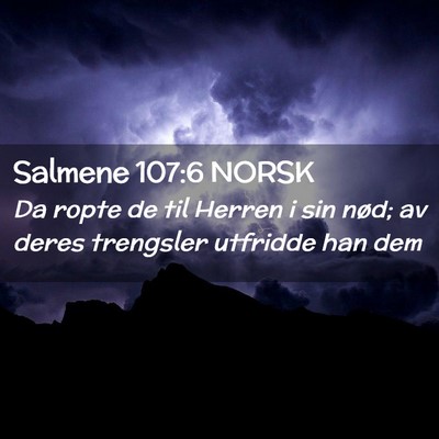 Picture 02 - Salmene 107:6 NORSK - Da ropte de til Herren i sin nød; av deres - Bible Verse Picture