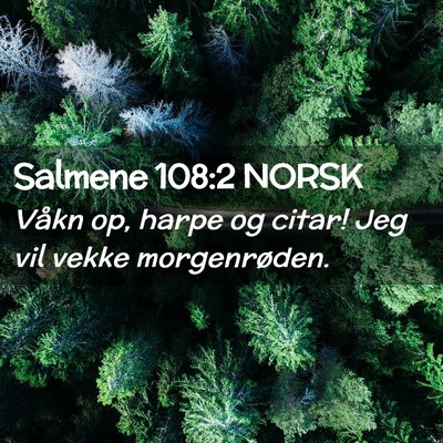 Picture 02 - Salmene 108:2 NORSK - Våkn op, harpe og citar! Jeg vil vekke - Bible Verse Picture