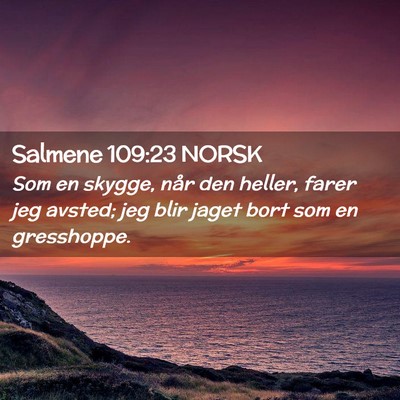 Picture 02 - Salmene 109:23 NORSK - Som en skygge, når den heller, farer jeg avsted; - Bible Verse Picture