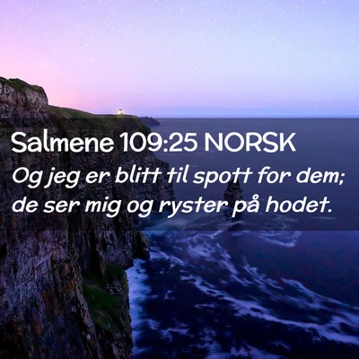 Picture 02 - Salmene 109:25 NORSK - Og jeg er blitt til spott for dem; de ser mig og - Bible Verse Picture