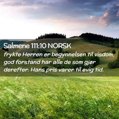 Picture 02 - Salmene 111:10 NORSK - frykte Herren er begynnelsen til visdom; god - Bible Verse Picture